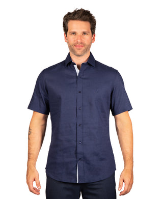 Solid Linen Short Sleeve Shirt