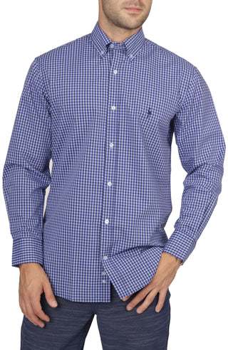 Navy Multi Gingham 'On The Fly' Long Sleeve Shirt