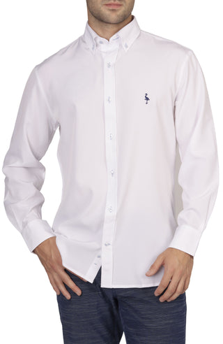 White Solid 'On The Fly' Long Sleeve Shirt