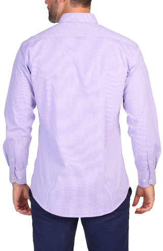 Lilac Mini Gingham Cotton Stretch Long Sleeve Shirt
