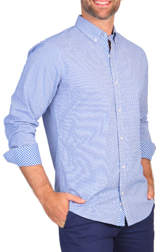Royal Mini Gingham Cotton Stretch Long Sleeve Shirt