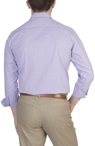 Lilac Gingham Cotton Stretch Long Sleeve Shirt
