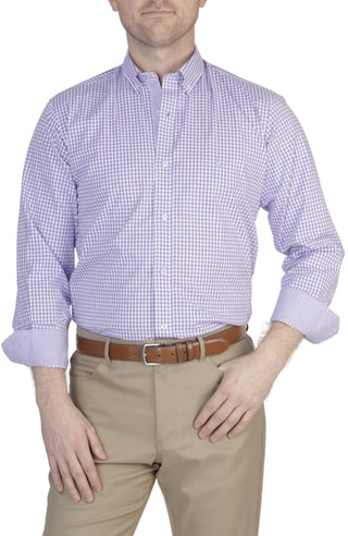 Lilac Gingham Cotton Stretch Long Sleeve Shirt