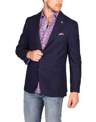 Navy Solid Textured Sport Coat