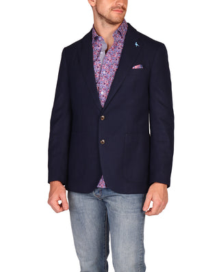 Navy Solid Textured Sport Coat