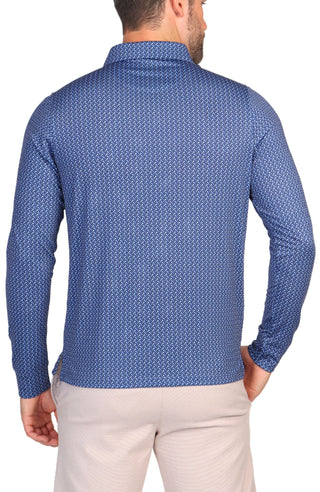 Golf Tee Print Long Sleeve Performance Polo