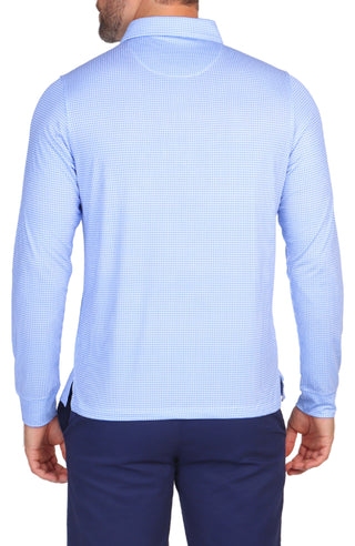 Houndstooth Print Performance Long Sleeve Polo