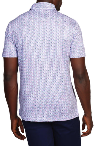 Mini Floral Leaf Print Performance Polo