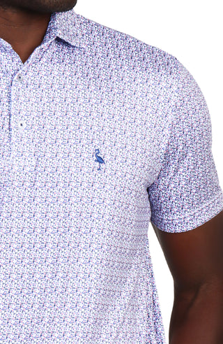 Mini Floral Leaf Print Performance Polo