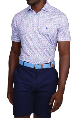 Mini Floral Leaf Print Performance Polo