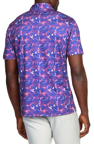 Tropical Leaves Print Performance Polo