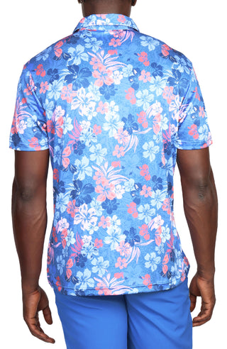 Tropical Hibiscus Print Performance Polo