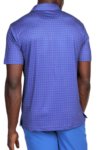 Navy Geo Print Performance Polo