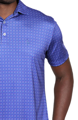 Navy Geo Print Performance Polo