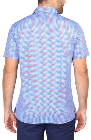 Light Blue Golf Tee Print Performance Polo