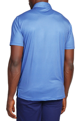 Blue Golf Tee Print Performance Polo