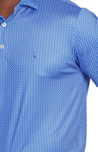 Blue Golf Tee Print Performance Polo