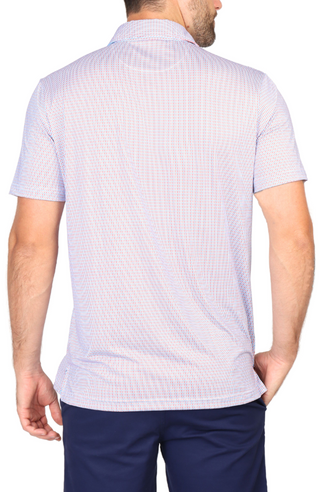 White Dashes Print Performance Polo