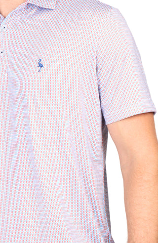 White Dashes Print Performance Polo