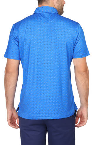 Blue Golf Club Print Performance Polo