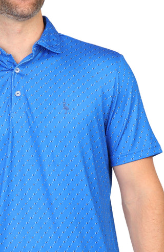 Blue Golf Club Print Performance Polo