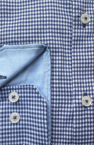 Navy Dobby Check Dress Shirt