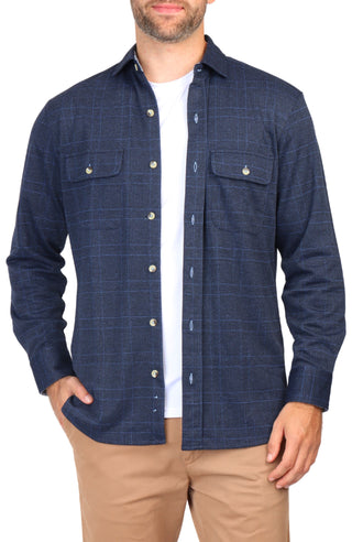 Midnight Blue Plaid Sweater Shirt