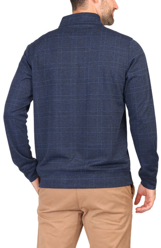 Midnight Blue Jacquard Plaid Quarter-Zip