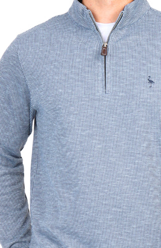 Blue Jacquard Houndstooth Quarter-Zip