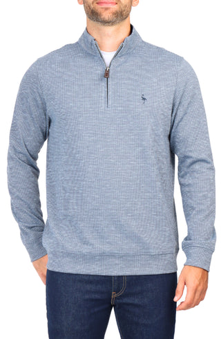 Blue Jacquard Houndstooth Quarter-Zip