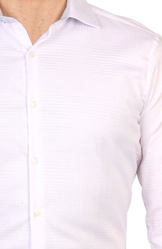 White Textured Check Dress Shirt