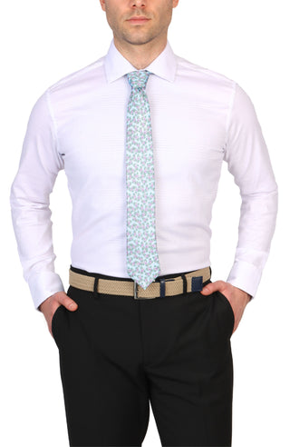 White Textured Check Dress Shirt