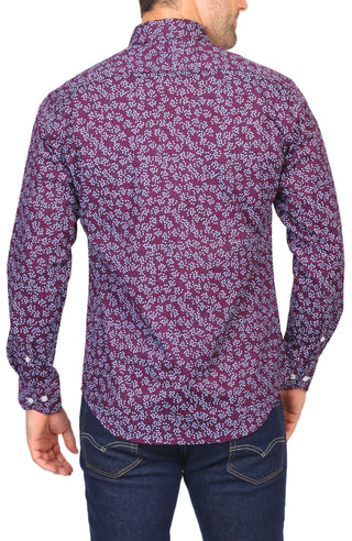 Berry Mini Floral Print Long Sleeve Sport Shirt