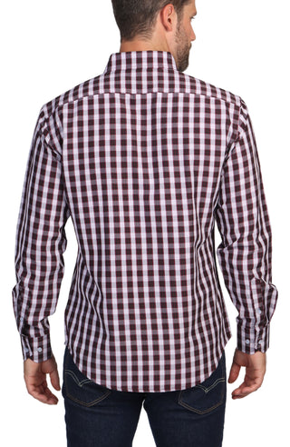 Wine Luxe Plaid Long Sleeve Shirt