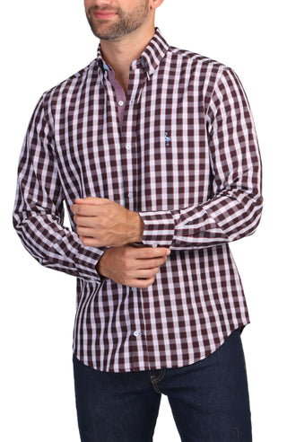 Wine Luxe Plaid Long Sleeve Shirt