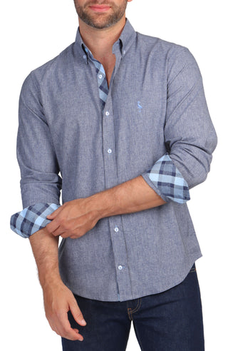 Melange Contrast Check Long Sleeve Shirt