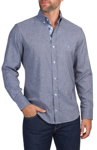 Melange Contrast Check Long Sleeve Shirt