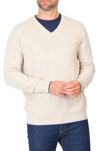 Textured Waffle V-Neck Sweater