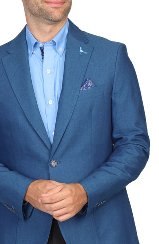 Denim Blue Dyed Birdseye Solid Sport Coat