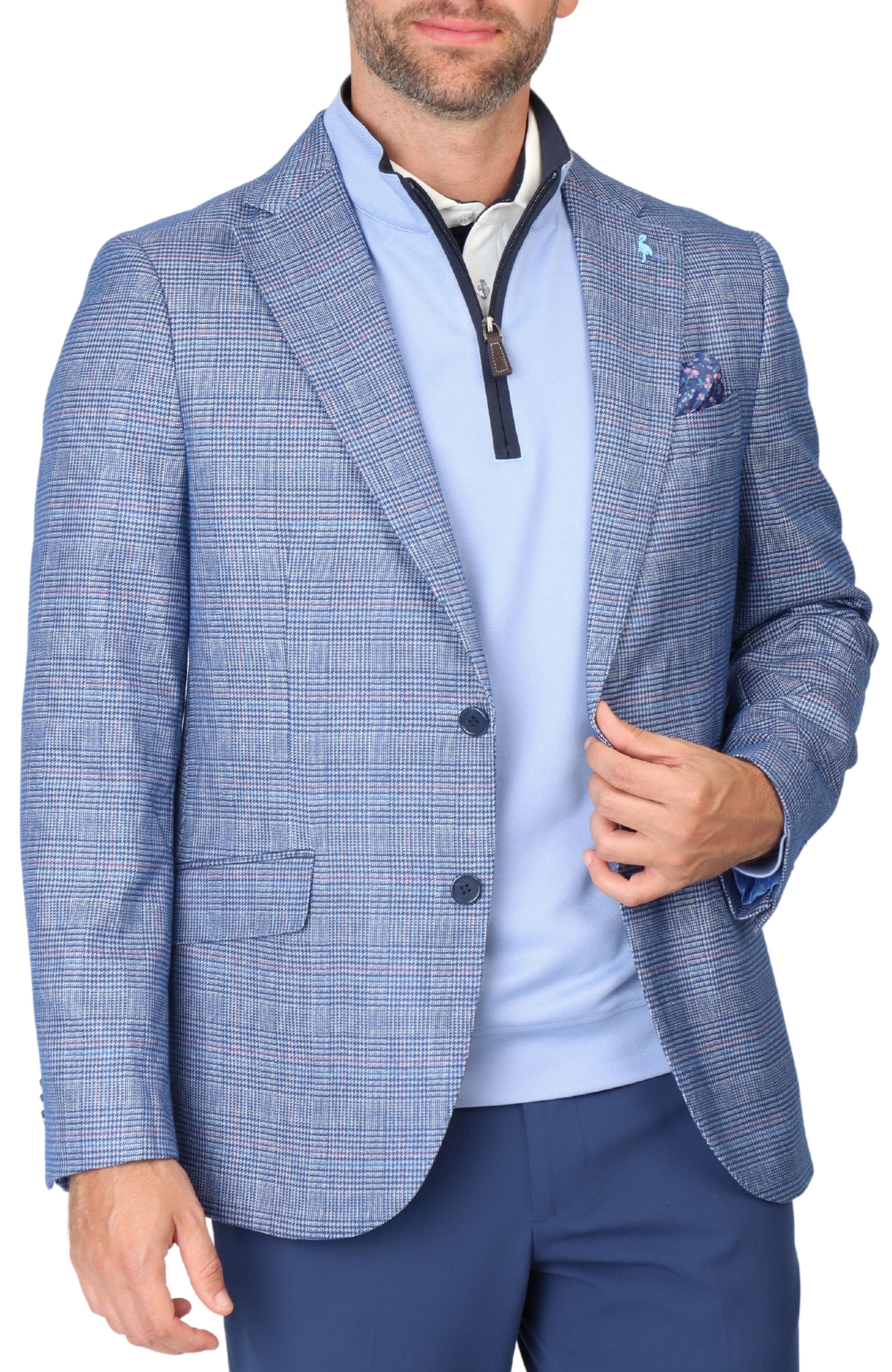 Cobalt Great Glen Plaid Sport Coat Mens Blazer Jackets TailorByrd