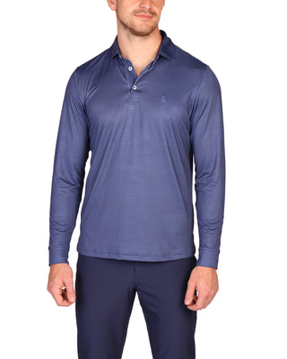 Gametime Long-Sleeve Perfomance Polo - Mini Houndstooth