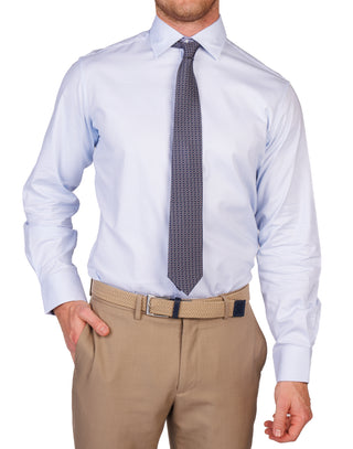 light blue textured dress shirt Light Blue Panama Texture Weave Dress Shirt 34/35 / 18.5