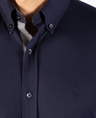 Knit Sport Shirt With Floral Trim