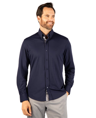Knit Sport Shirt With Floral Trim