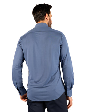 Knit Sport Shirt With Floral Trim