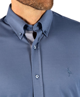 Knit Sport Shirt With Floral Trim