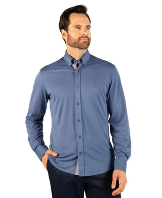 Knit Sport Shirt With Floral Trim
