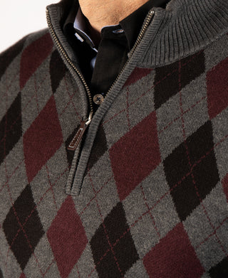 Argyle Knit Quarter Zip