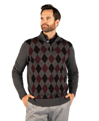 Argyle Knit Quarter Zip