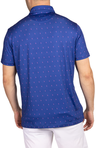 Sapphire Blue Byrd Print Performance Polo (Available in 2X-4X)